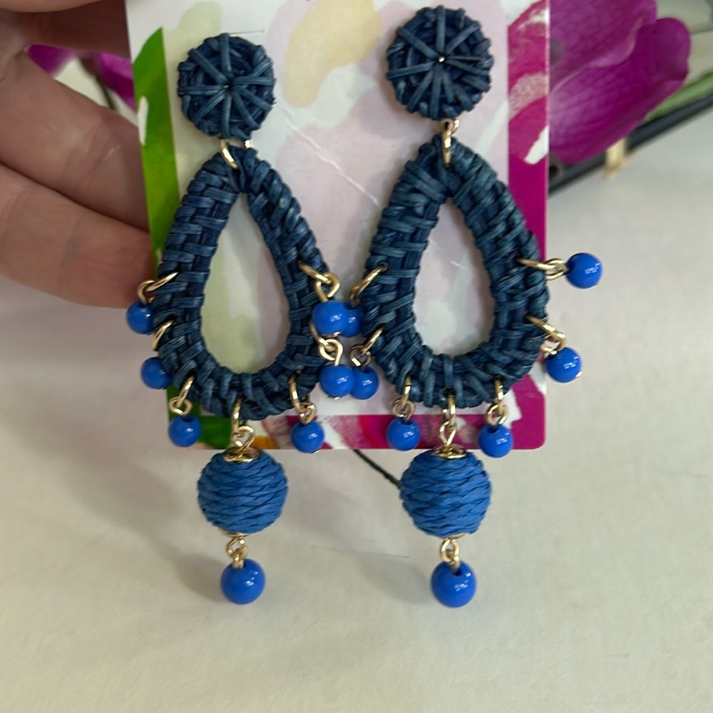 Lilly Pulitzer Raffia Earrings in Alba Blue - Picture 3 of 8